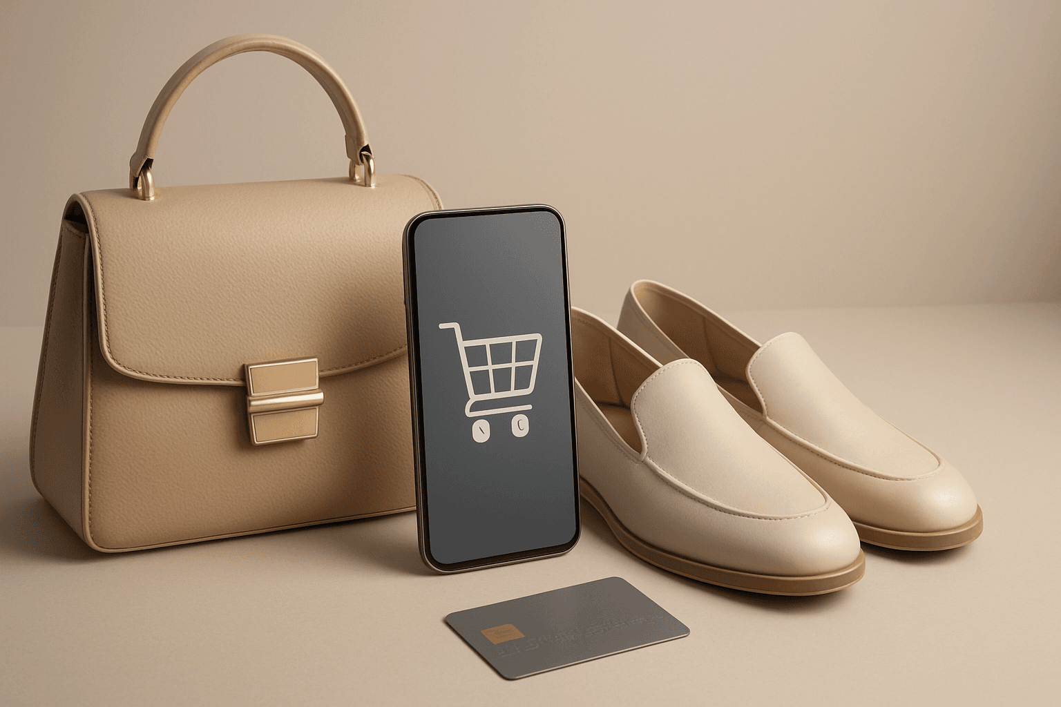 Modern e-commerce banner layout featuring balanced product placement with clean background and refined lighting