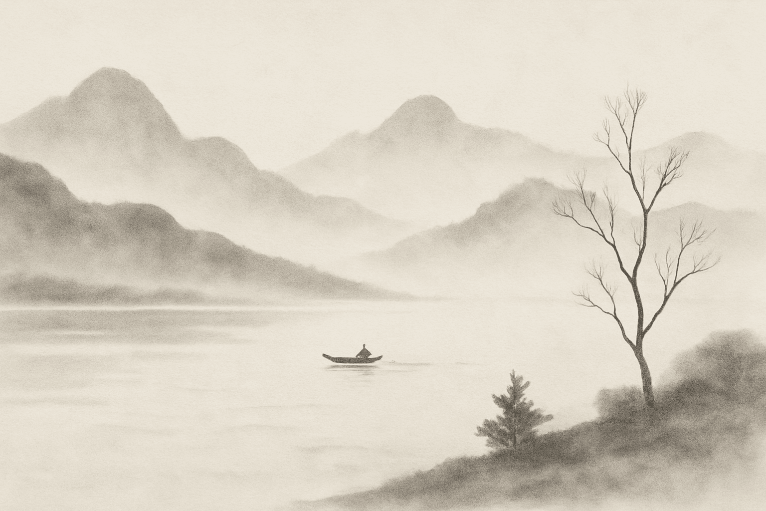 Elegant ink wash texture with soft brush strokes and tonal gradients