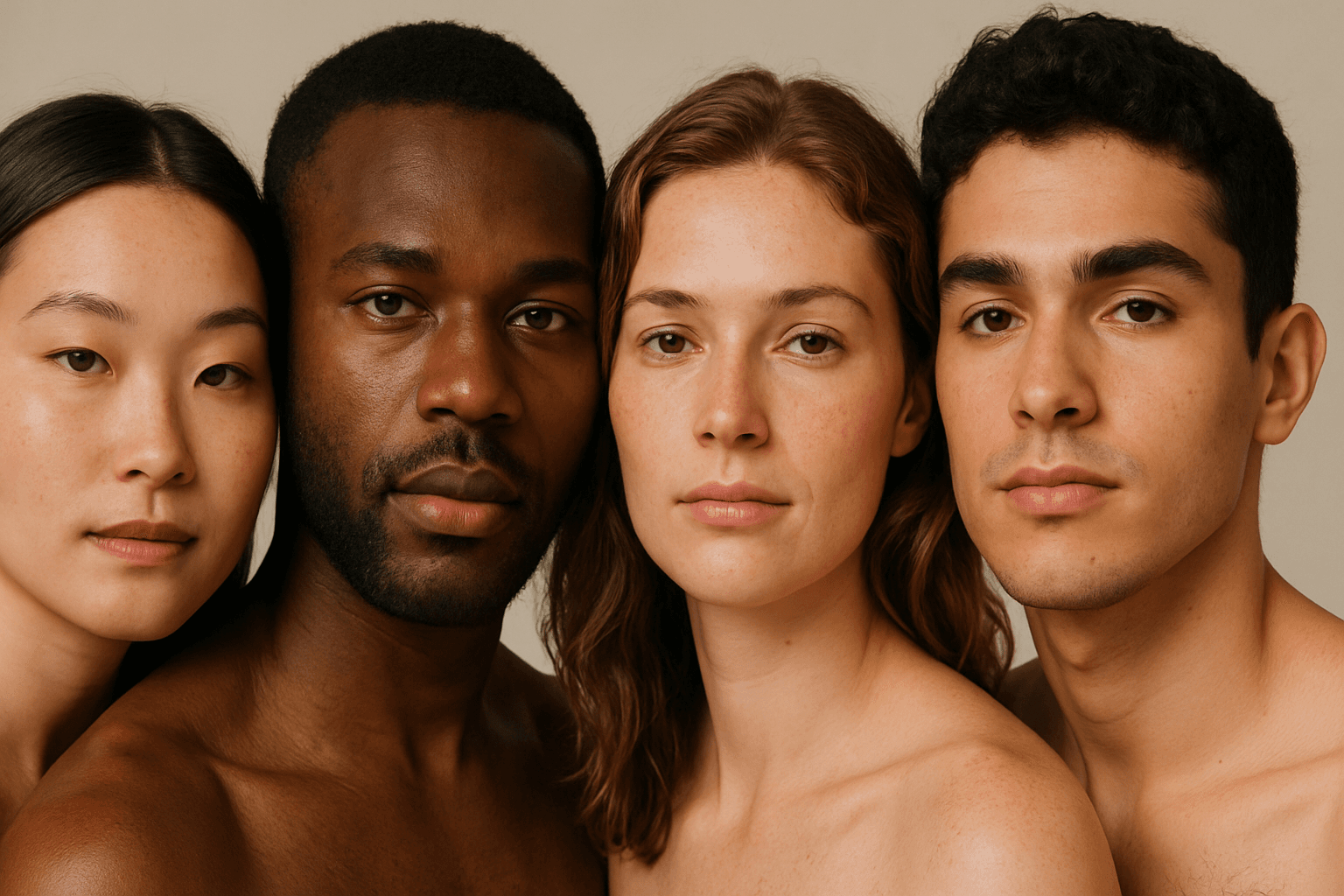 Professional photo showing natural skin tone rendering on diverse human models