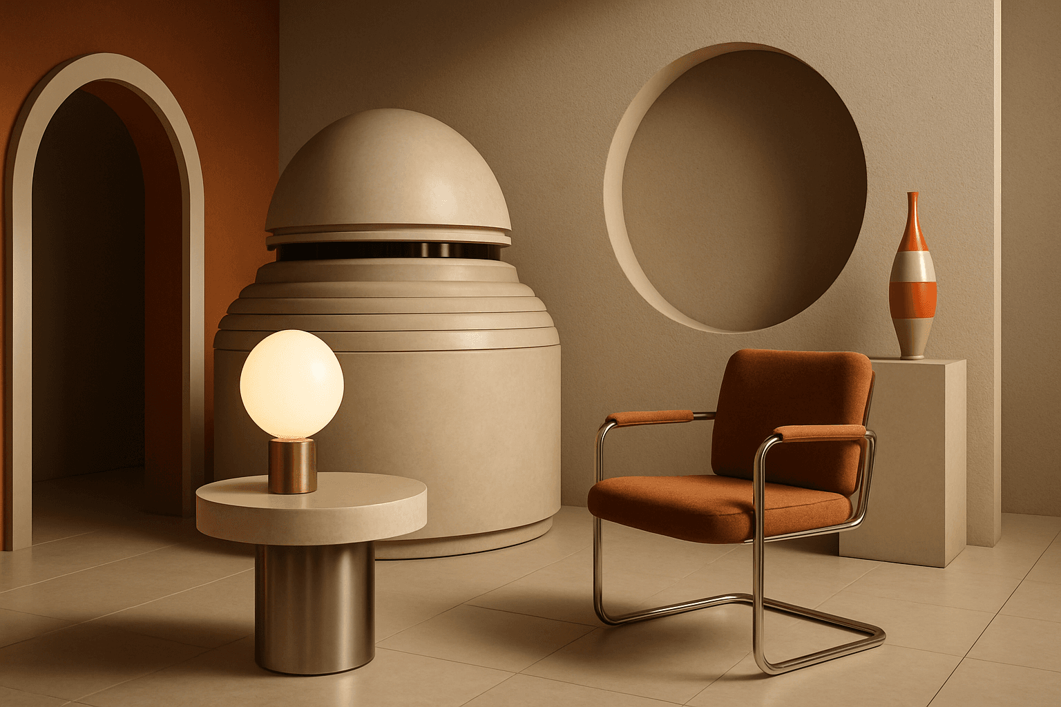 Retro Futurism AI prompt keyword hero image for the PromptAtlas Style category