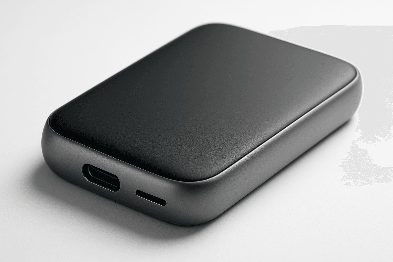 Close-up product shot of a modern electronic gadget in a studio setting with soft lighting and white background