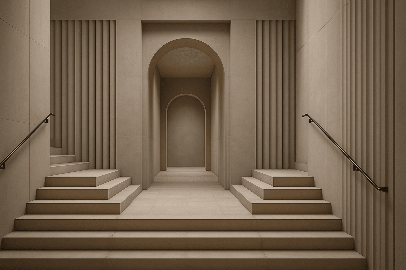 Example of symmetrical visual balance in a modern editorial AI-generated image with mirrored architectural elements and refined lighting