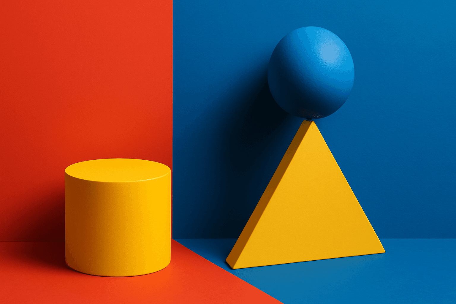 Illustration demonstrating triadic color harmony with three balanced vibrant colors in a digital artwork