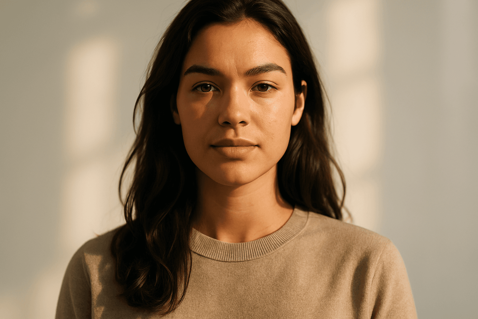 Symmetrical portrait with a person centered perfectly in the frame showcasing central focus composition