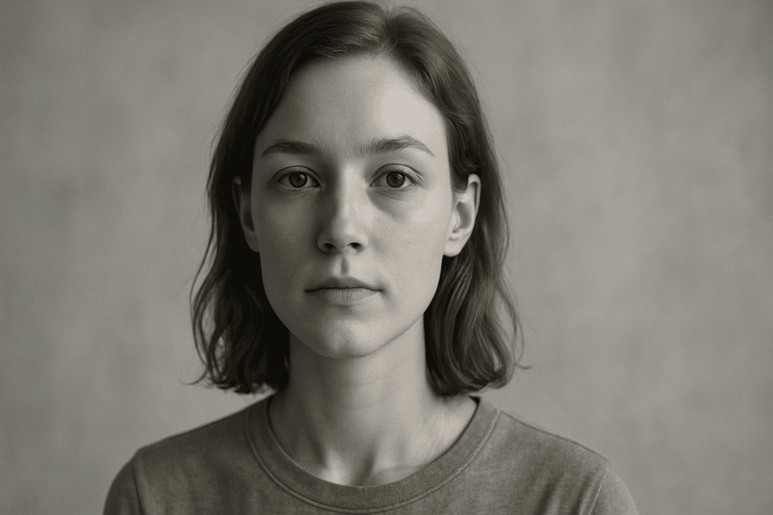 Elegant portrait of a woman with desaturated colors and soft, subtle lighting