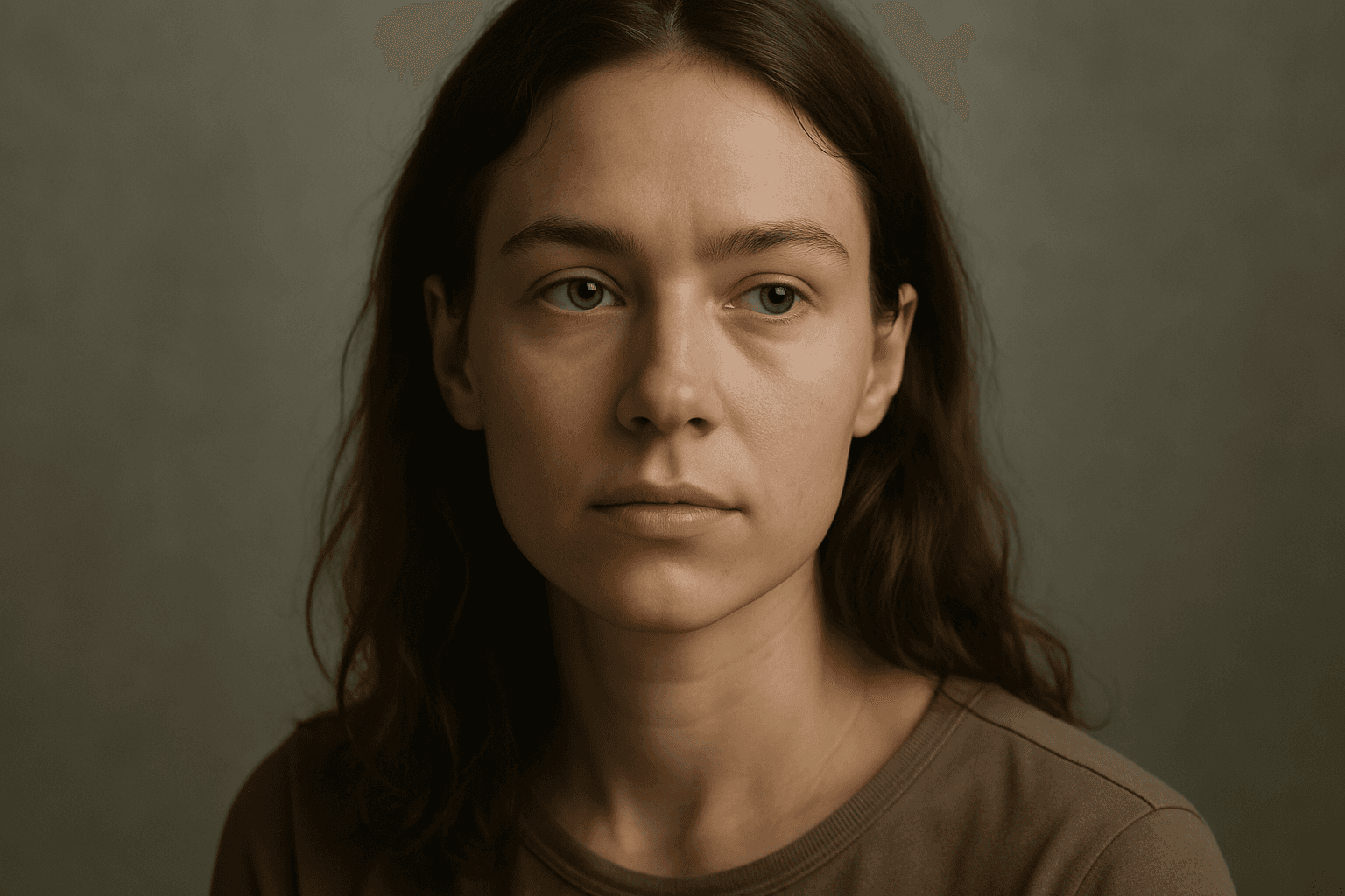 Portrait of a woman lit with diffuse lighting effect creating soft shadows and natural colors