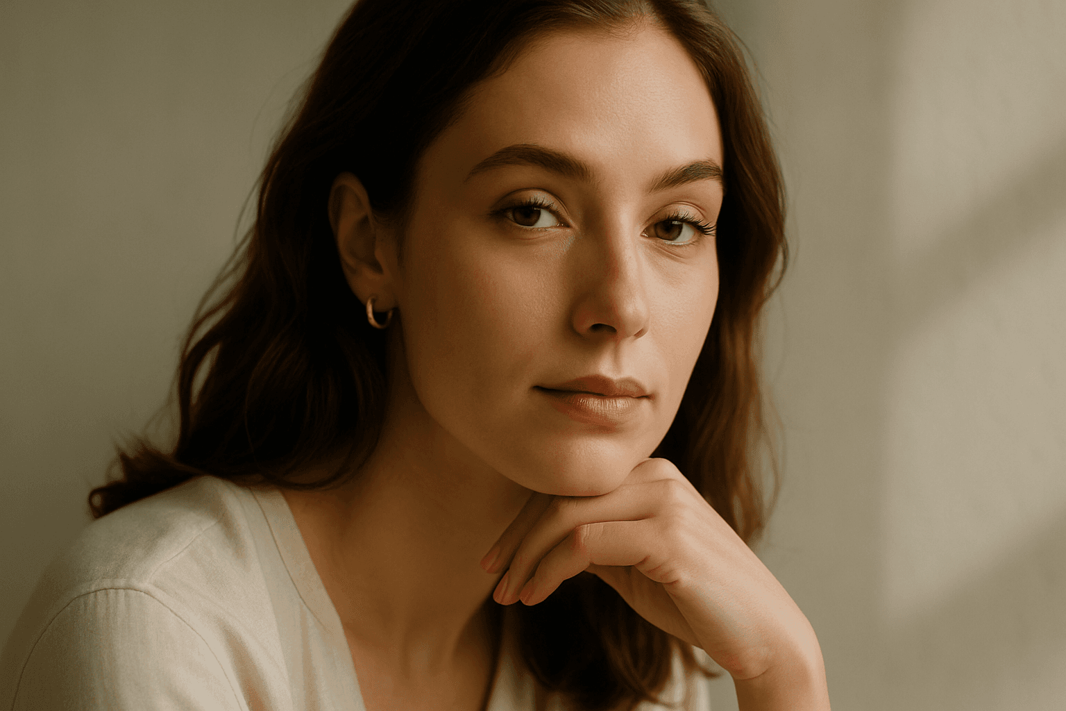 Elegant portrait photograph demonstrating golden ratio framing with soft natural lighting and balanced composition