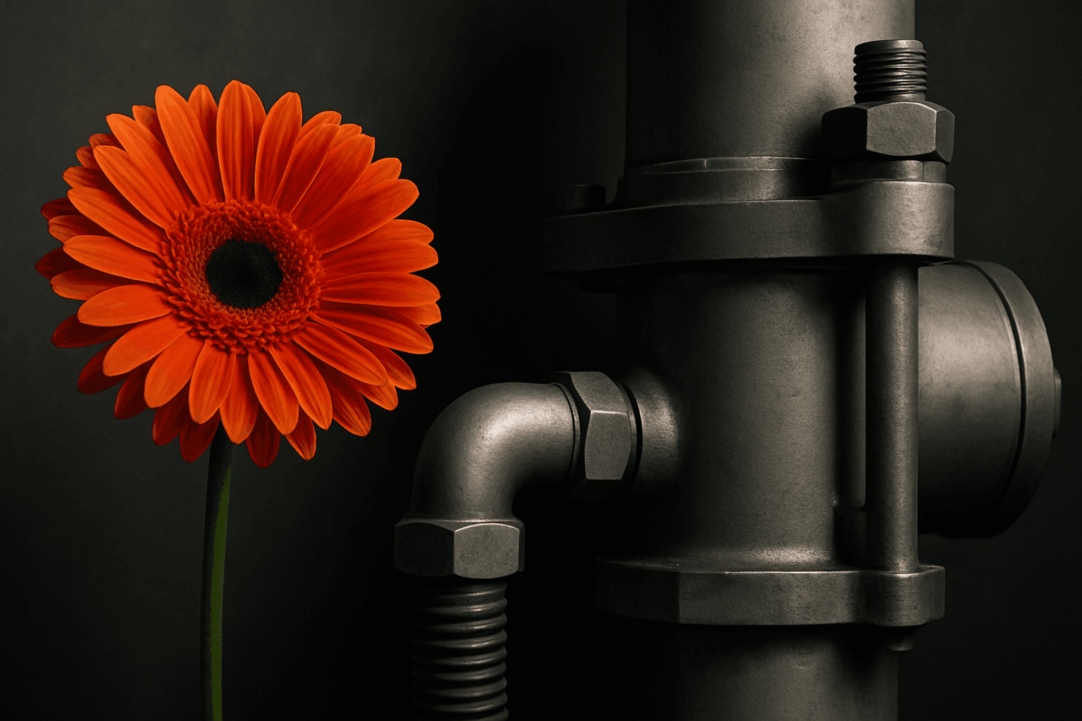 Modern editorial AI-generated image showcasing juxtaposition visual style with contrasting elements and refined lighting