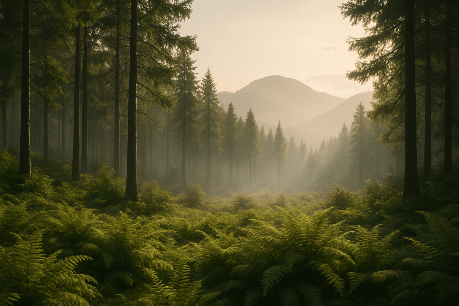 AI-generated image demonstrating Layered Depth Perspective with clear foreground, middle ground, and background layers