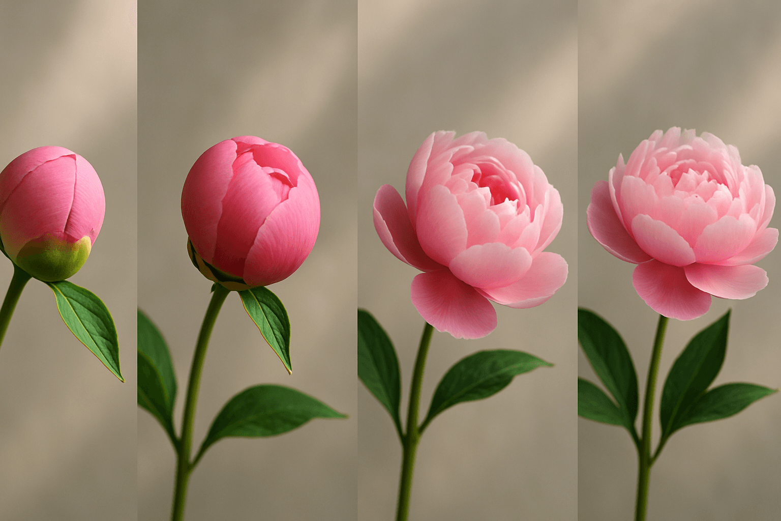 Sequential Image Layout example showing a clean four-panel sequence of a flower blooming with premium stock image quality