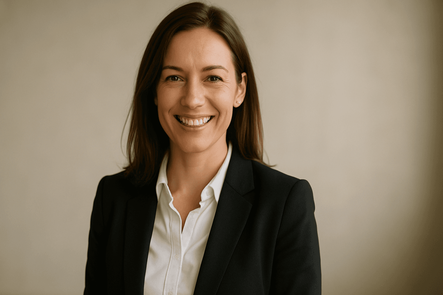 Professional stock photography portrait of smiling diverse businesswoman with neutral background
