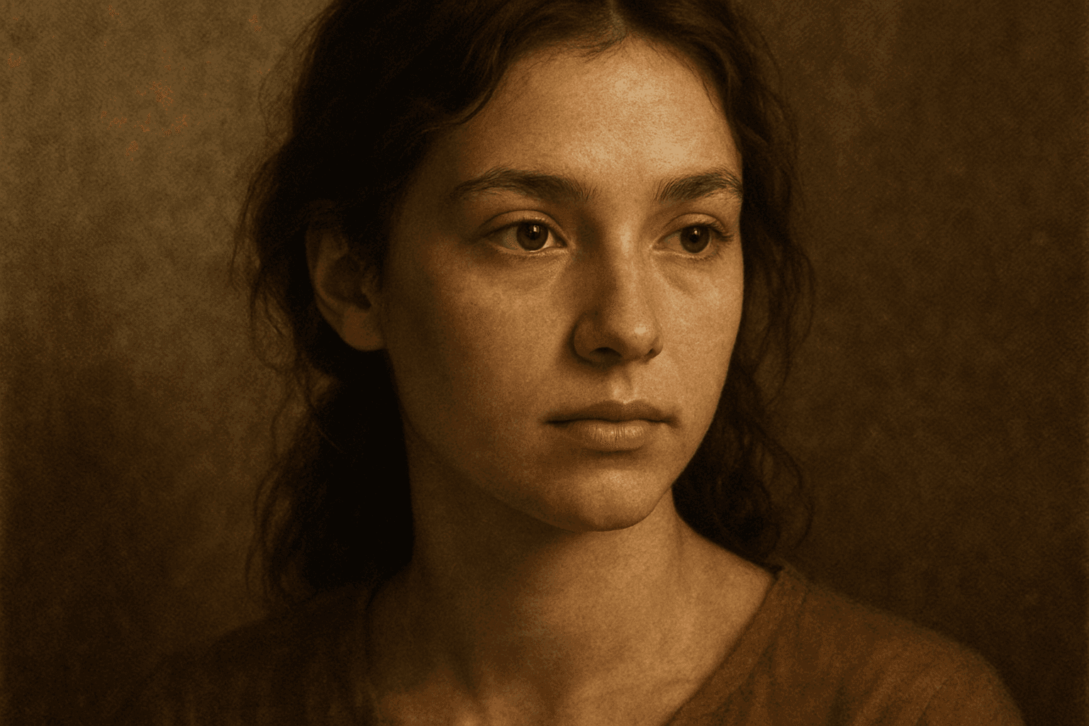 Example of fine textured overlay on a portrait showing fabric weave and soft lighting